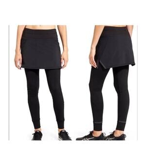 Athleta Women S Powder Peak Black 2 In 1 Skirted Fleece Leggings Active Outdoors